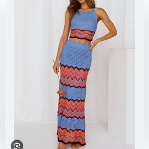 Zara Crochet Skirt (sz S) and Halter (sz M) Set NWOT